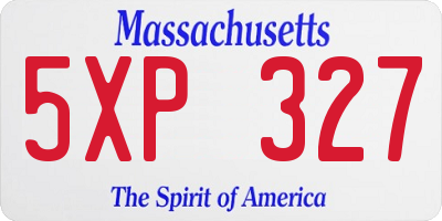 MA license plate 5XP327