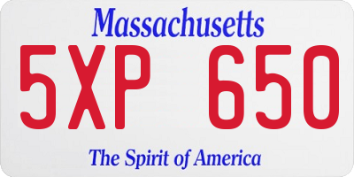 MA license plate 5XP650