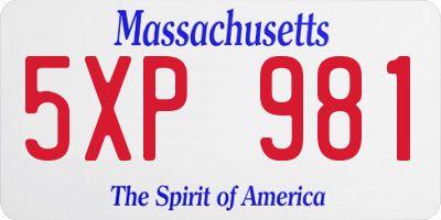 MA license plate 5XP981