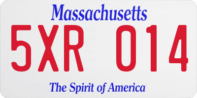 MA license plate 5XR014