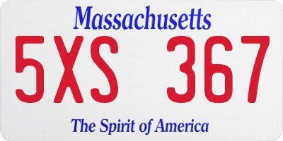 MA license plate 5XS367