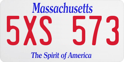 MA license plate 5XS573