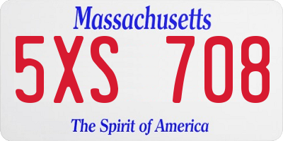 MA license plate 5XS708