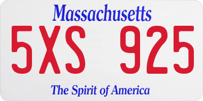 MA license plate 5XS925