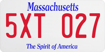 MA license plate 5XT027