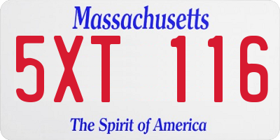 MA license plate 5XT116