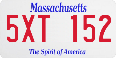 MA license plate 5XT152