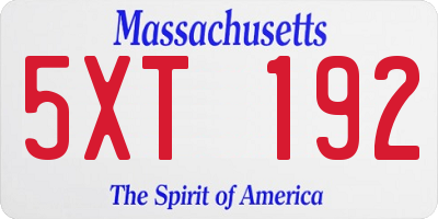 MA license plate 5XT192