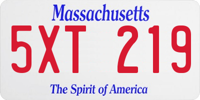 MA license plate 5XT219