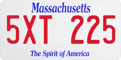 MA license plate 5XT225