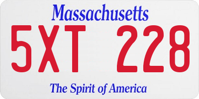 MA license plate 5XT228