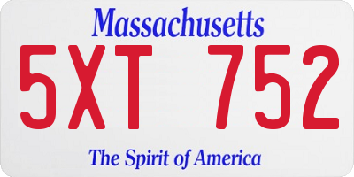 MA license plate 5XT752