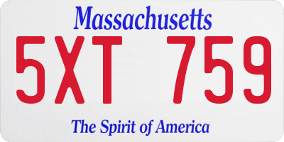 MA license plate 5XT759