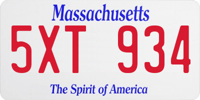 MA license plate 5XT934