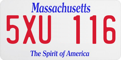 MA license plate 5XU116