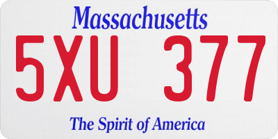 MA license plate 5XU377