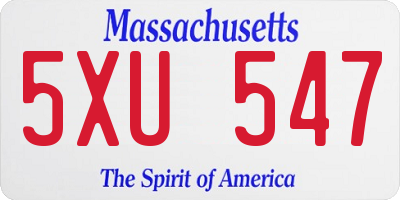 MA license plate 5XU547