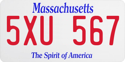 MA license plate 5XU567