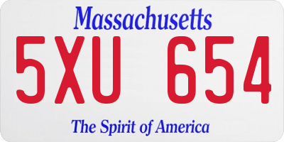 MA license plate 5XU654
