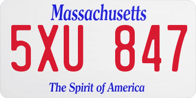 MA license plate 5XU847