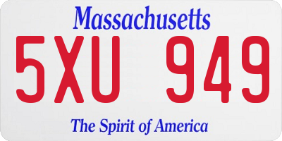 MA license plate 5XU949
