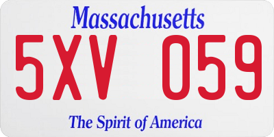 MA license plate 5XV059