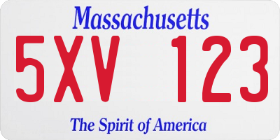 MA license plate 5XV123