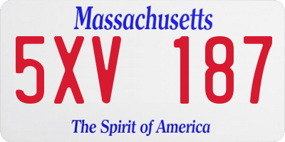 MA license plate 5XV187