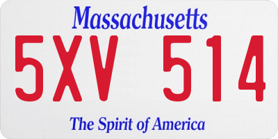 MA license plate 5XV514