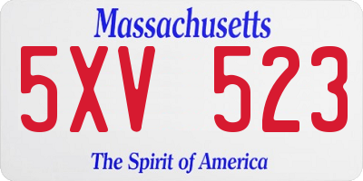 MA license plate 5XV523