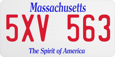 MA license plate 5XV563