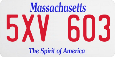 MA license plate 5XV603