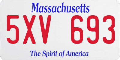 MA license plate 5XV693