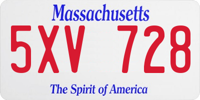 MA license plate 5XV728