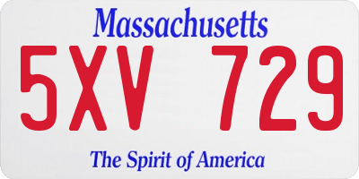 MA license plate 5XV729