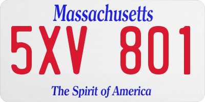 MA license plate 5XV801
