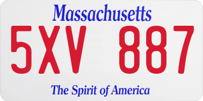 MA license plate 5XV887