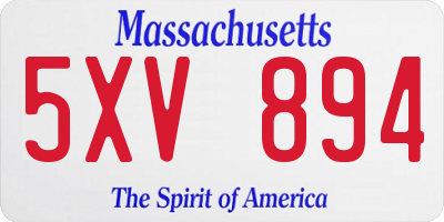 MA license plate 5XV894