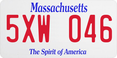 MA license plate 5XW046