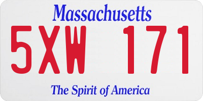 MA license plate 5XW171