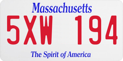 MA license plate 5XW194