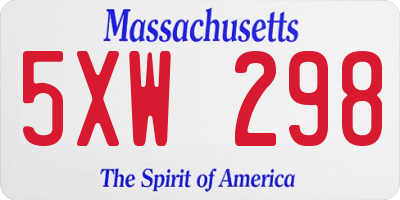 MA license plate 5XW298