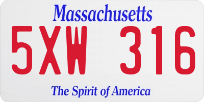 MA license plate 5XW316
