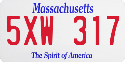 MA license plate 5XW317