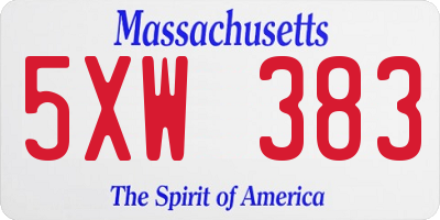 MA license plate 5XW383