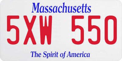 MA license plate 5XW550