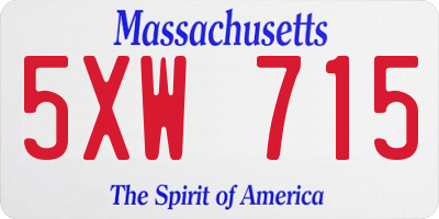 MA license plate 5XW715