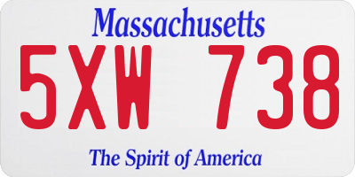 MA license plate 5XW738
