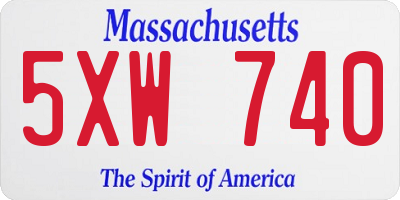 MA license plate 5XW740