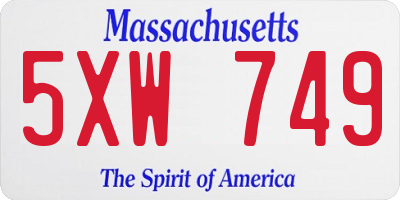 MA license plate 5XW749